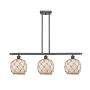 Innovations Lighting Farmhouse Rope 3 Light 36" Wide Linear Chandelier Oil Rubbed Bronze / White Glass with Brown Rope