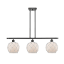Innovations Lighting Farmhouse Rope 3 Light 36" Wide Linear Chandelier Oil Rubbed Bronze / White Glass with White Rope