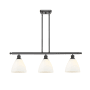 Innovations Lighting Bristol Glass 3 Light 36" Wide Linear Pendant with Shades Oil Rubbed Bronze / Matte White