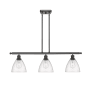 Innovations Lighting Bristol Glass 3 Light 36" Wide Linear Pendant with Shades Oil Rubbed Bronze / Seedy