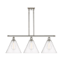 Innovations Lighting Berkshire 3 Light 39" Wide Linear Pendant Polished Nickel / Seedy