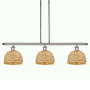 Innovations Lighting Woven Rattan 3 Light 36" Wide Linear Pendant Polished Nickel / Natural