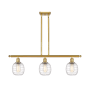 Innovations Lighting Belfast 3 Light 36" Wide Linear Pendant Satin Gold / Deco Swirl