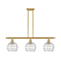 Innovations Lighting Athens 3 Light 36" Wide Linear Pendant Clear Deco Swirl / Satin Gold