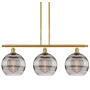 Innovations Lighting Rochester 3 Light 37" Wide Linear Pendant Satin Gold / Light Smoke