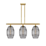 Innovations Lighting Vaz 3 Light 36" Wide Linear Pendant Satin Gold / Smoked