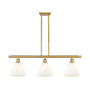 Innovations Lighting Bristol Glass 3 Light 36" Wide Linear Pendant with Shades Satin Gold / Matte White