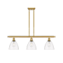 Innovations Lighting Bristol Glass 3 Light 36" Wide Linear Pendant with Shades Satin Gold / Clear