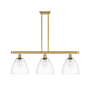 Innovations Lighting Bristol Glass 3 Light 36" Wide Linear Pendant Satin Gold / Clear