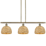 Innovations Lighting Woven Rattan 3 Light 36" Wide Linear Pendant Satin Gold / Natural