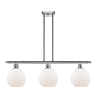 Innovations Lighting Athens 3 Light 36" Wide Linear Pendant Brushed Satin Nickel / Matte White