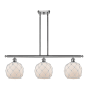 Innovations Lighting Farmhouse Rope 3 Light 36" Wide Linear Chandelier Brushed Satin Nickel / White Glass with White Rope