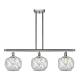 Innovations Lighting Farmhouse Rope 3 Light 36" Wide Linear Chandelier Brushed Satin Nickel / Clear Glass with White Rope