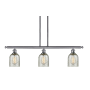 Innovations Lighting Caledonia 3 Light 36" Wide Linear Chandelier Brushed Satin Nickel / Mica