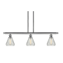 Innovations Lighting Conesus 3 Light 36" Wide Linear Chandelier Brushed Satin Nickel / Clear Crackle