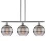 Innovations Lighting Rochester 3 Light 37" Wide Linear Pendant Brushed Satin Nickel / Light Smoke