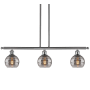 Innovations Lighting Rochester 3 Light 36" Wide Linear Pendant Brushed Satin Nickel / Light Smoke