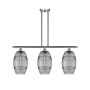 Innovations Lighting Vaz 3 Light 36" Wide Linear Pendant Brushed Satin Nickel / Smoked