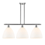 Innovations Lighting Bristol 3 Light 39" Wide Linear Pendant Brushed Satin Nickel / Matte White