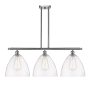 Innovations Lighting Bristol 3 Light 39" Wide Linear Pendant Brushed Satin Nickel / Clear