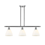 Innovations Lighting Bristol Glass 3 Light 36" Wide Linear Pendant with Shades Brushed Satin Nickel / Matte White