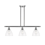 Innovations Lighting Bristol Glass 3 Light 36" Wide Linear Pendant with Shades Brushed Satin Nickel / Clear