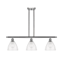 Innovations Lighting Bristol Glass 3 Light 36" Wide Linear Pendant with Shades Brushed Satin Nickel / Seedy