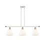 Innovations Lighting Bristol Glass 3 Light 36" Wide Linear Pendant with Shades White and Polished Chrome / Matte White