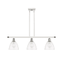 Innovations Lighting Bristol Glass 3 Light 36" Wide Linear Pendant with Shades White and Polished Chrome / Clear