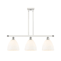 Innovations Lighting Bristol Glass 3 Light 36" Wide Linear Pendant White and Polished Chrome / Matte White
