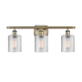 Innovations Lighting Cobbleskill 3 Light 26" Wide Vanity Light Clear / Antique Brass