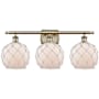 Innovations Lighting Farmhouse Rope 3 Light 28" Wide Vanity Light Antique Brass / White Glass with White Rope