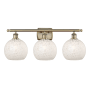 Innovations Lighting White Mouchette 3 Light 28" Wide Vanity Light Antique Brass / White Mouchette