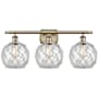 Innovations Lighting Farmhouse Rope 3 Light 28" Wide Vanity Light Antique Brass / Clear Glass with White Rope