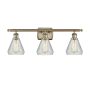Innovations Lighting Conesus 3 Light 26" Wide Vanity Light Clear Crackle / Antique Brass