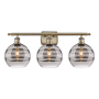 Innovations Lighting Rochester 3 Light 28" Wide Vanity Light Antique Brass / Light Smoke