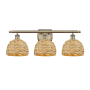 Innovations Lighting Woven Rattan 3 Light 28" Wide Vanity Light Antique Brass / Natural