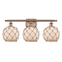 Innovations Lighting Farmhouse Rope 3 Light 26" Wide Bathroom Vanity Light Antique Copper / White / Brown