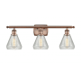 Innovations Lighting Conesus 3 Light 26" Wide Bathroom Vanity Light Antique Copper / Clear Crackle