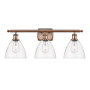 Innovations Lighting Bristol 3 Light 28" Wide Vanity Light Antique Copper / Clear