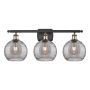 Innovations Lighting Athens Deco Swirl 3 Light 28" Wide Vanity Light Black Antique Brass / Light Smoke Deco Swirl