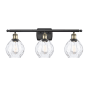 Innovations Lighting Small Waverly 3 Light 26" Wide Bathroom Vanity Light Black Antique Brass / Clear