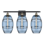 Innovations Lighting Vaz 3 Light 28" Wide Vanity Light Black Antique Brass / Princess Blue