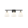 Innovations Lighting Bristol Glass 3 Light 28" Wide Vanity Light Black Antique Brass / Matte White