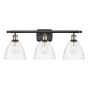 Innovations Lighting Bristol 3 Light 28" Wide Vanity Light Black Antique Brass / Clear