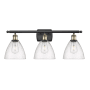 Innovations Lighting Bristol Glass 3 Light 28" Wide Vanity Light Black Antique Brass / Seedy