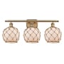 Innovations Lighting Farmhouse Rope 3 Light 26" Wide Bathroom Vanity Light Brushed Brass / White / Brown