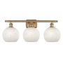 Innovations Lighting White Mouchette 3 Light 28" Wide Vanity Light Brushed Brass / White Mouchette