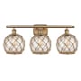 Innovations Lighting Farmhouse Rope 3 Light 26" Wide Bathroom Vanity Light Brushed Brass / Clear / Brown