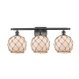 Innovations Lighting Farmhouse Rope 3 Light 26" Wide Bathroom Vanity Light Matte Black / White / Black